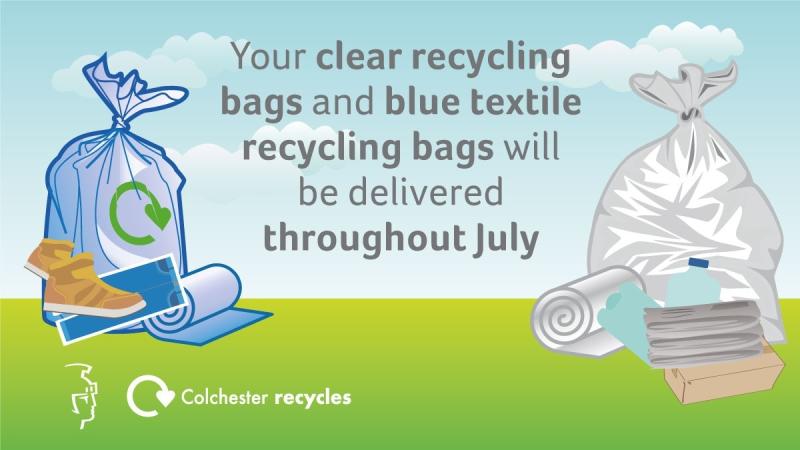 Picture of rubbish saying recycling bags will be delivered in July