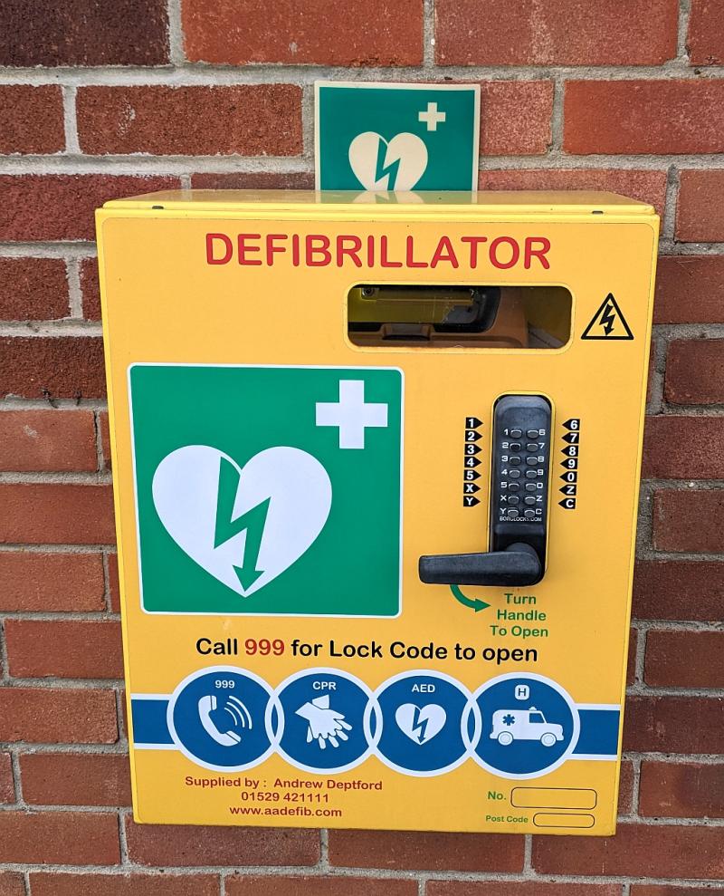 Defribillator at Village Hall